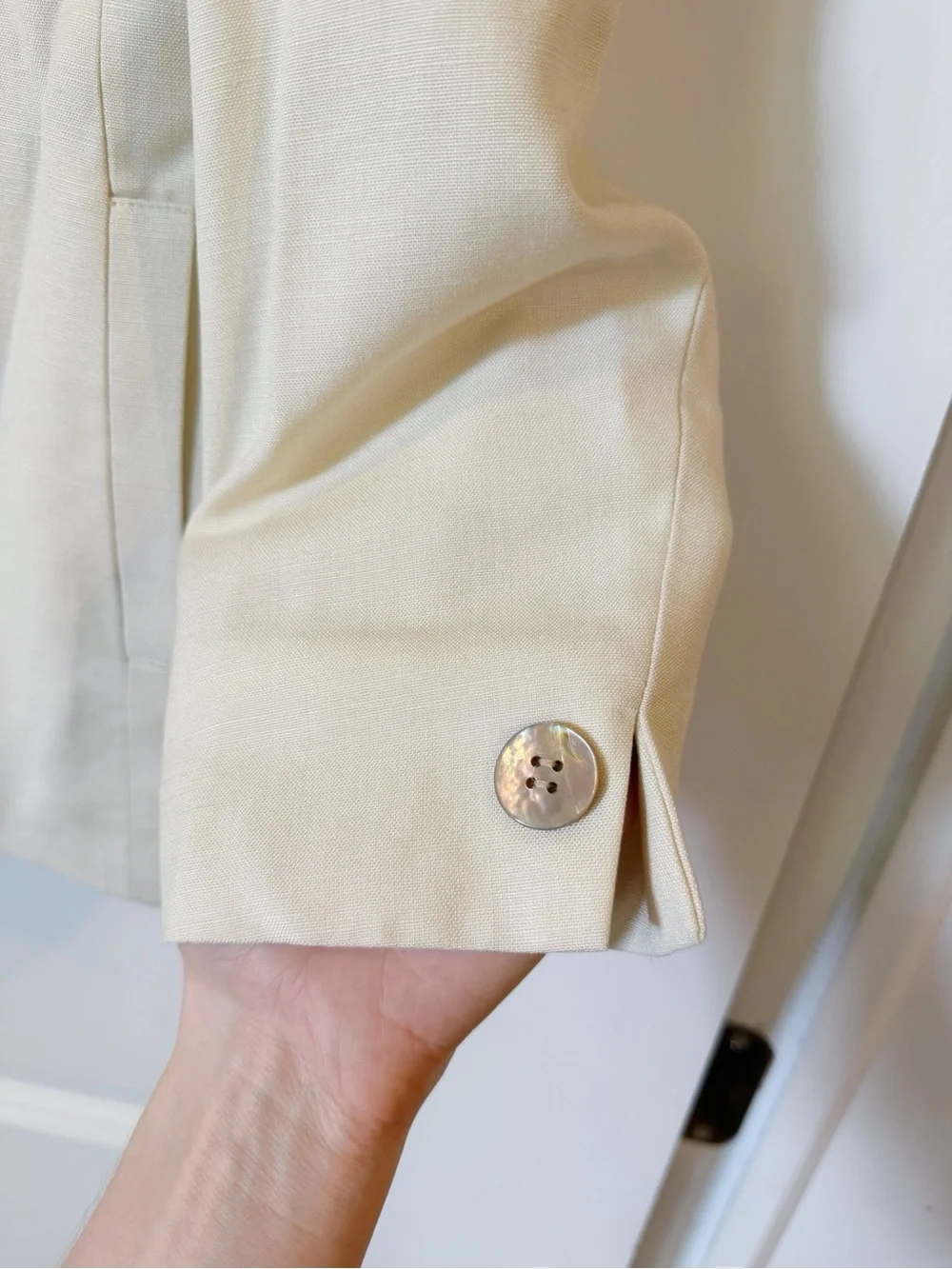 Christian Dior The Suit Cream Collarless Button Jacket - Vintage 10, Modern 6/8